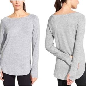 Athleta Luxe Pose Heathered Gray Long Sleeve Top small NWOT